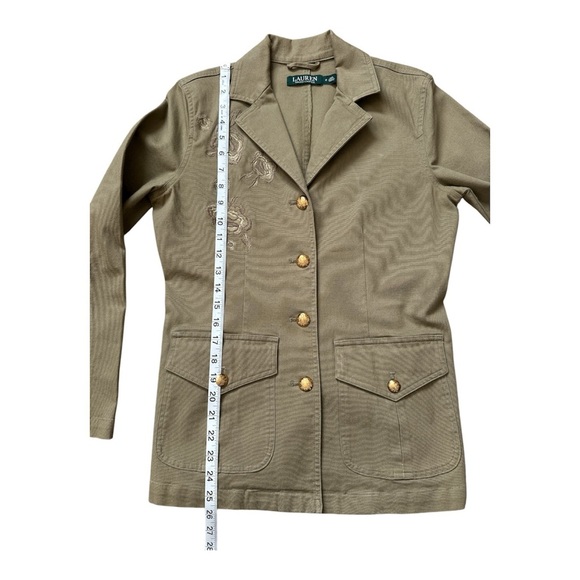 Lauren Ralph Lauren Green Military Embroidered Blazer Jacket Gold Buttons size 2 - Picture 5 of 5